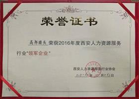 2016年度西安人力資源服務行業”領軍企業